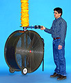 Vacuum tube lifter lifting a cylindrical object