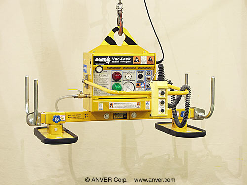 ANVER VPE3 with 76500351: lifting & handling cut limestone slabs 8 ft x 6 ft (2.4 m x 1.8 m) up to 2000 lbs (907 kg)