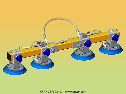 ANVER PA66-4-XX-3 quadruple pad vacuum lifting attachment
