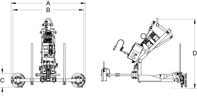EF25M2-C180 powered flipper dimension drawing