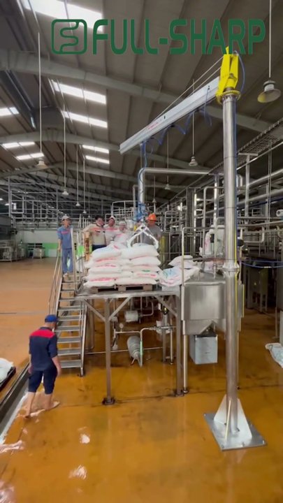 Cầu trục xoay khí nén & Thiết bị kẹp nâng hạ bao (bao gạo, bao bột, bao đường...)