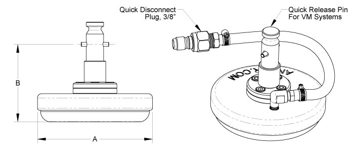 Bản vẽ kích thước bộ gá mặt hút V1-FP gioăng xốp