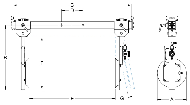 Bản vẽ kích thước khung nâng kẹp hông L50M2