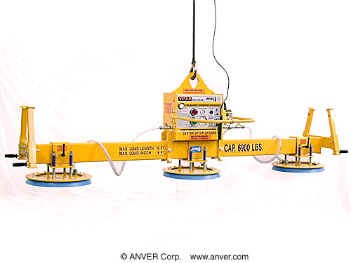 ANVER E690M3-126 three pad heavy duty electric powered vacuum lifter with new solid state vacuum control module