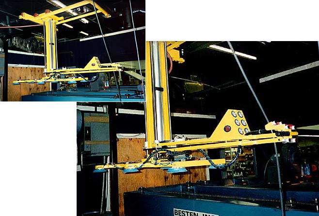 ANVER six pad electric powered vacuum lifter for glass processing