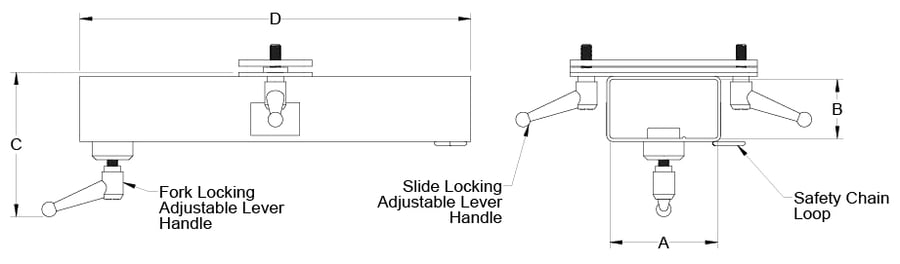 Drawing of fork truck adapter 72300342