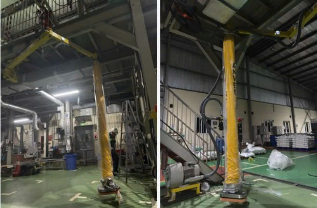 Cầu trục xoay khớp nối treo trần với thiết bị chân không ANVER hút bao