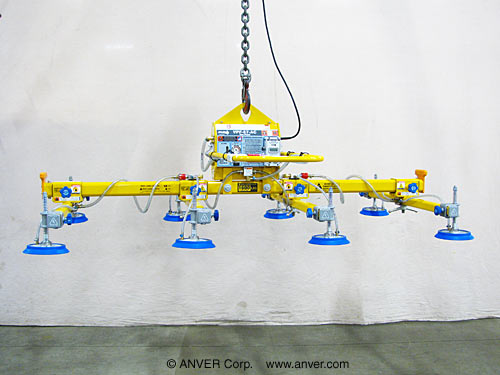 ANVER VPE1-FD with L160M8-86-4/44: lifting & handling steel sheets 10 ft x 6 ft (3.1 m x 1.8 m) up to 1600 lbs (726 kg)