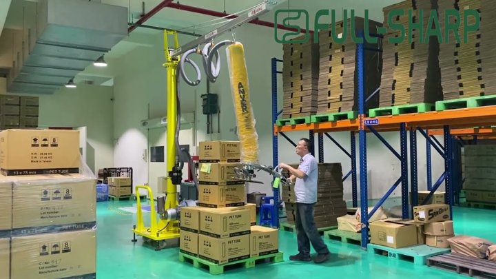 Cầu trục xoay & Thiết bị nâng hạ hút chân không thùng carton, thùng giấy