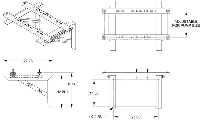 Bản vẽ giá treo tường ST-W1