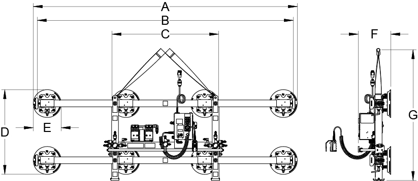 Bản vẽ kích thước EV200M8-110X44 khi không lắp chân nối dài
