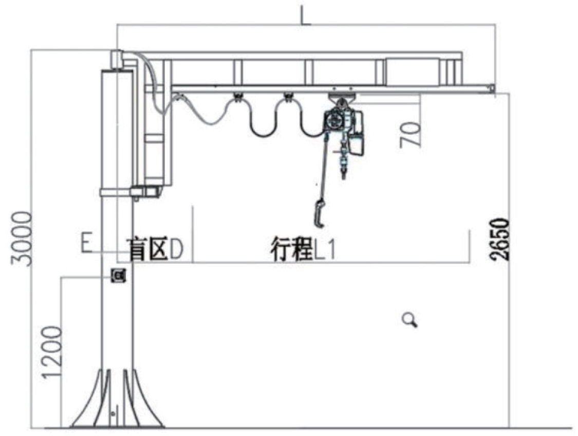 剛性軌道吊臂尺寸圖