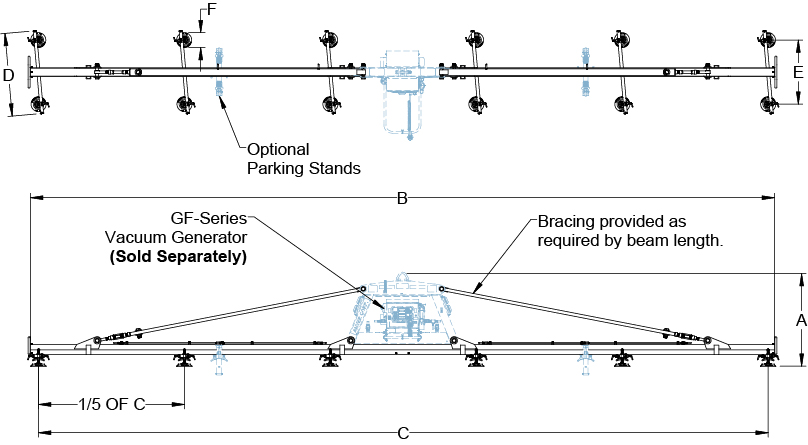 LG600M12 lifting frame dimension drawing