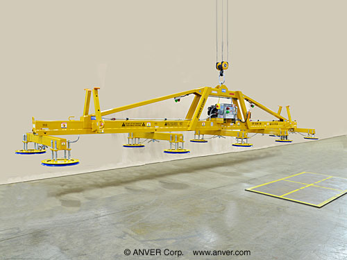 ANVER E2000M10-396A-5/68FX ten pad heavy mill-duty electric powered vacuum lifter