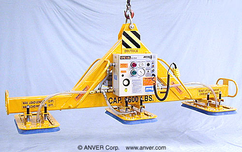 ANVER E960M3-118F three pad electric powered heavy duty vacuum lifter with fixed high capacity rectangular vacuum pads