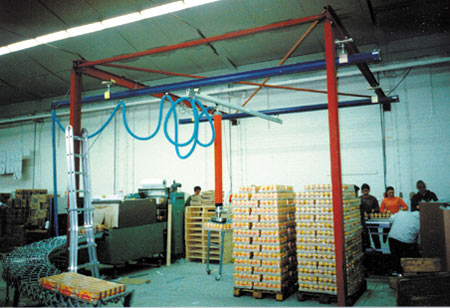 Lắp đặt điển hình ống hút chân không ANVER với cầu trục