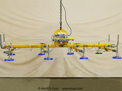 ANVER VPF-57-AC with L210M8-110-4/44: lifting & handling metal sheet 12 ft x 6 ft (3.7 m x 1.8 m) up to 2100 lb (953 kg)