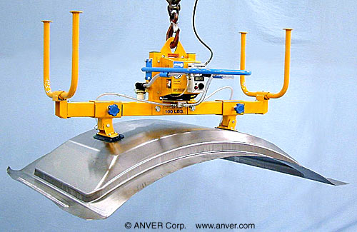 ANVER E10M2-48: lifting & handling curved steel parts 6 ft x 4 ft (1.8 m x 1.2 m) up to 100 lb (45 kg)