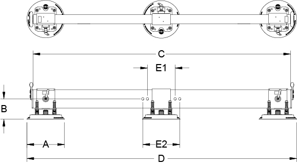 Khung nâng chân không ANVER L150M3-150-dwg-76500009