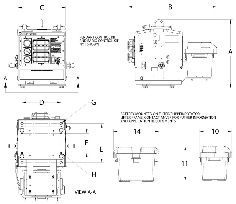 BAE1-GEN3-RD/TD remote mounting dimension drawing