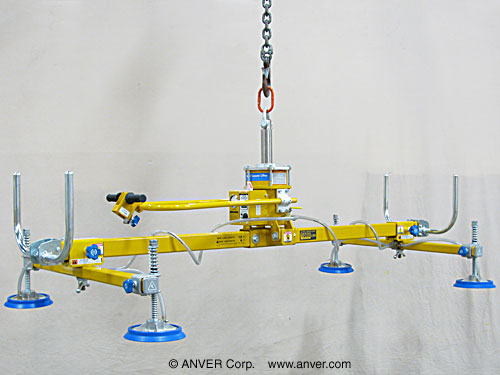ANVER M100M with L100M4-86-2/44, GCMA-1, and PH-700: lifting & handling metal sheet 12 ft x 6 ft (3.7 m x 1.8 m) up to 1000 lbs (454 kg)