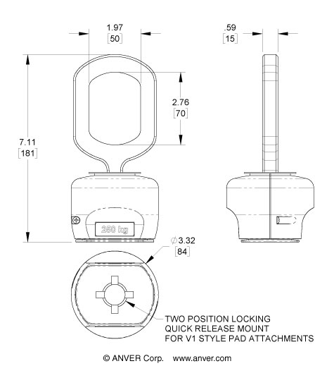 Bản vẽ kích thước quai treo tháo nhanh V1-QR-BAIL