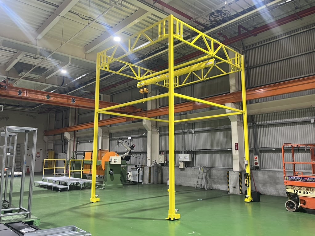 Bộ khung kết cấu di động treo thanh ray và tời điện 500kg lắp trong nhà xưởng
