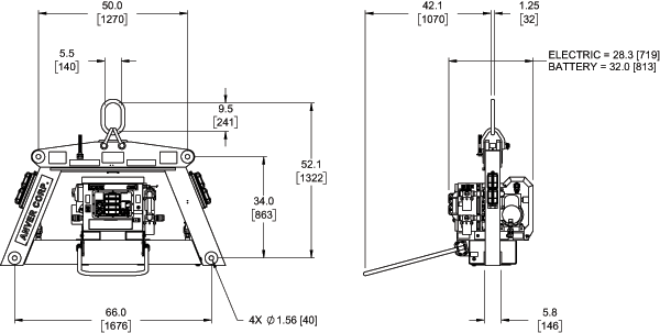GF15T lifting frame dimension drawing