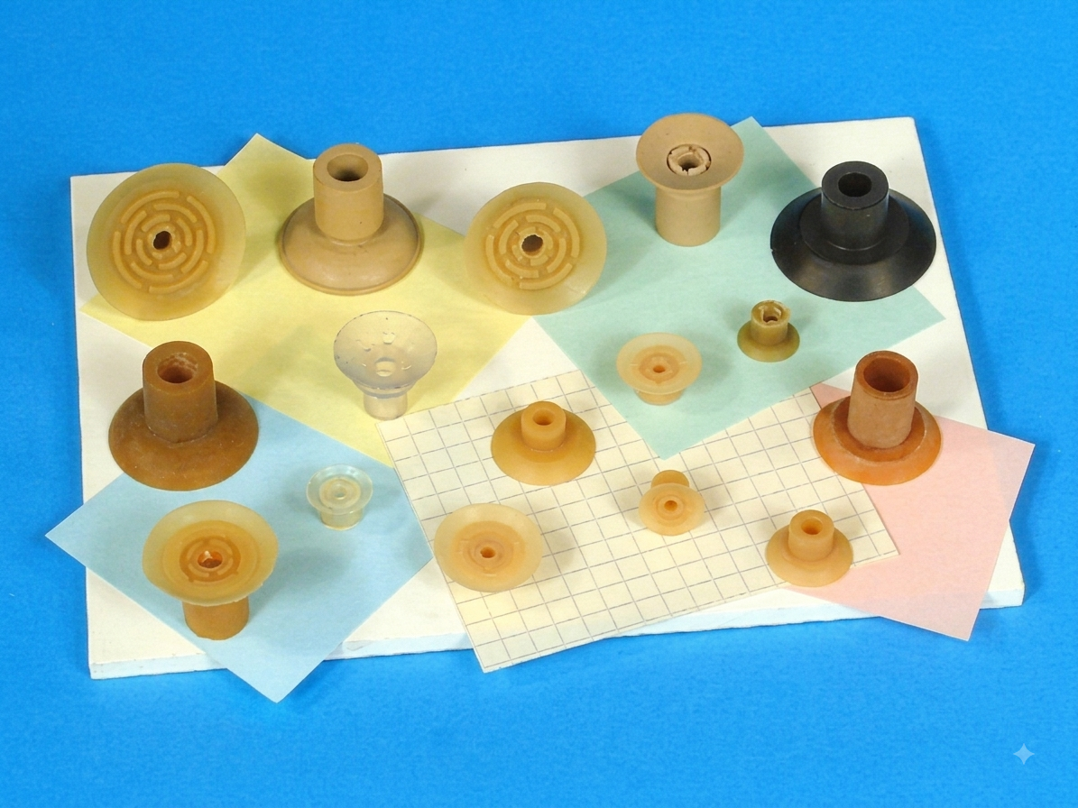 Push-in mount suction cups for paper and light cardboard