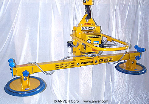 ANVER E200M2-61 two pad electric powered vacuum lifter: lifting & handling copper plate, 8 ft x 6 ft (2.4 m x 1.8 m) up to 2000 lb (907 kg)