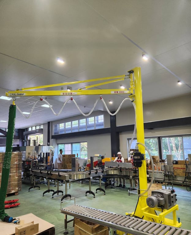 Cầu trục xoay thanh ray đế di động nâng chân không hút thùng giấy
