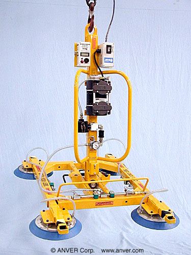 ANVER E100M4-CG four pad electric powered vacuum lifter with 90° tilt, 180° manual rotate and collapsible frame