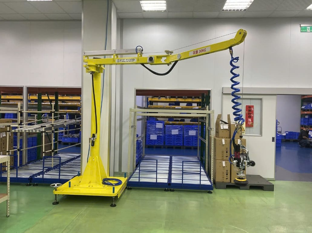 Articulating Jib Crane with Vacuum Lifting Pad for Carton Boxes