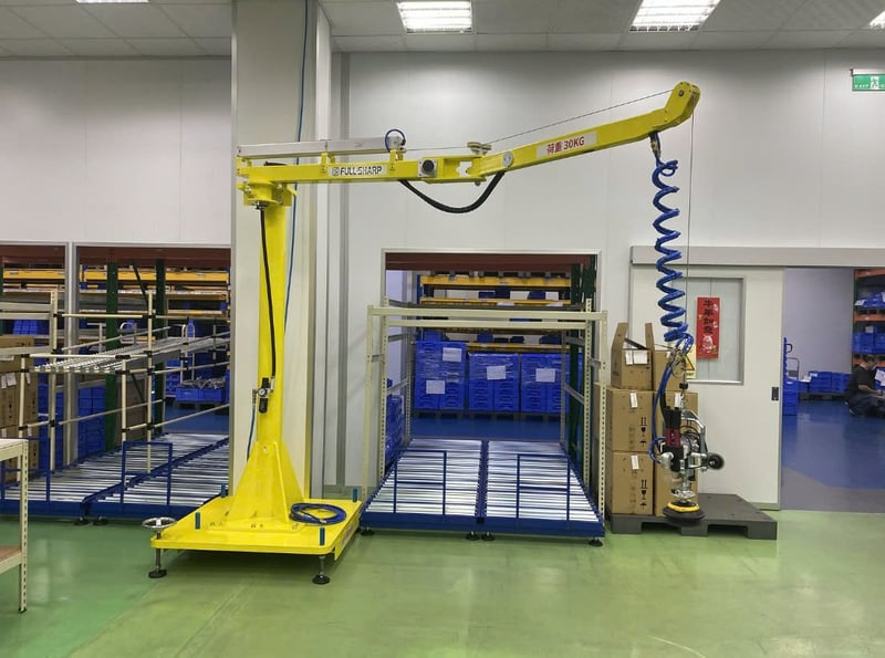 Cầu trục xoay khớp nối và mặt hút chân không cho thùng giấy