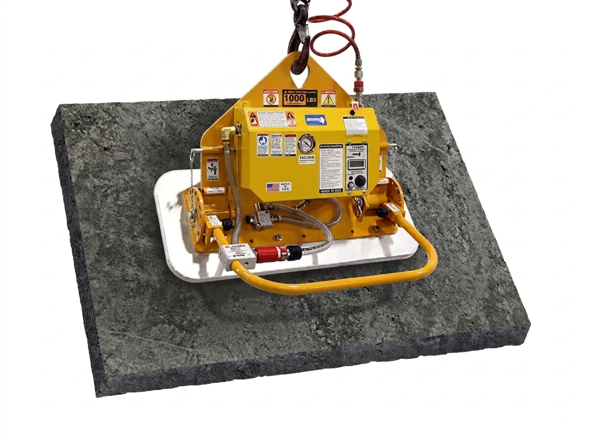 ANVER vacuum lifter handling a stone slab