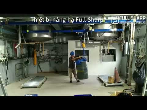 Cầu trục thanh ray và pa lăng nâng hạ thùng phuy
