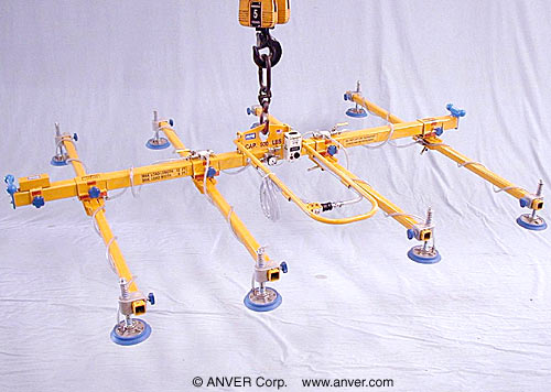ANVER LB50M8-110-4/82: lifting & handling aluminum sheets 12 ft x 8 ft (3.7 m x 2.4 m) up to 500 lb (227 kg)