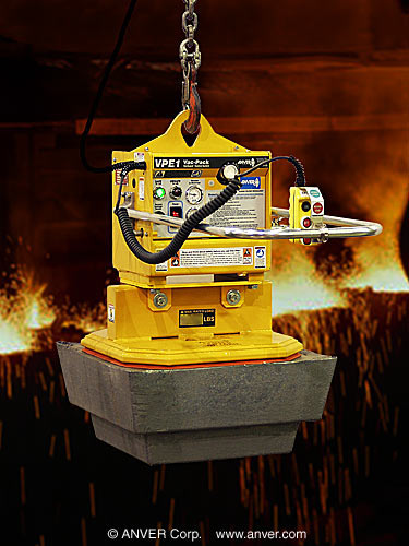 ANVER VPE1 with FPS220220G-F3SP: lifting & handling high-temperature ingots up to 2300 lb (1043 kg)