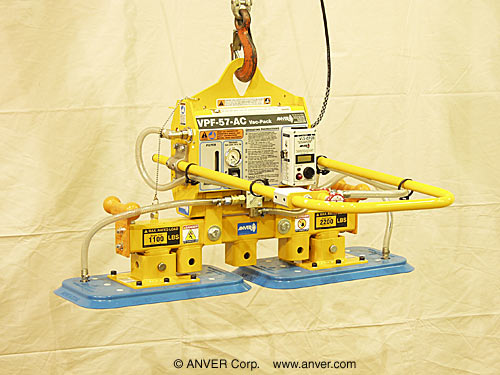 ANVER VPF-57-AC with PA1220-2-2MC: lifting & handling metal plate up to 2200 lbs (998 kg)