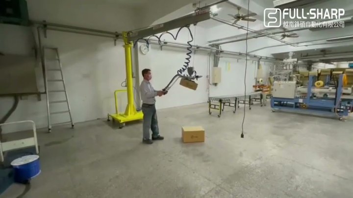Cầu trục xoay khí nén treo tay cầm dài hút nâng hạ thùng carton - Pneumatic swing crane