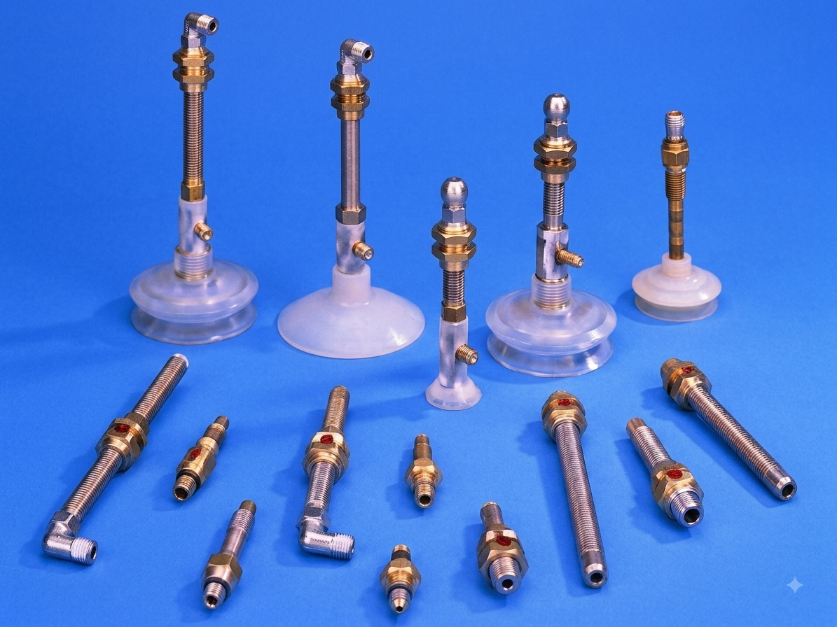 Vacuum cup suspensions and level compensators