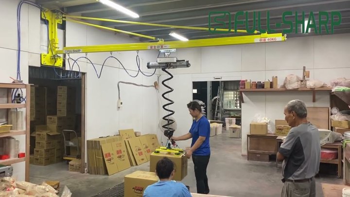Cầu trục xoay treo tường & Thiết bị nâng hạ hút chân không thùng carton, Thiết bị nâng thùng giấy