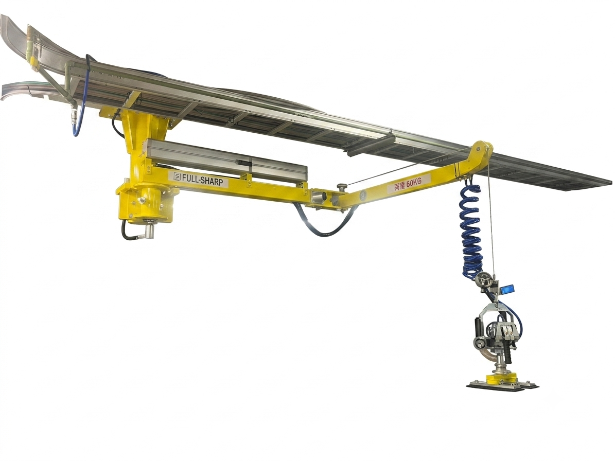 Ceiling mounted articulated air balancer with clamp tool