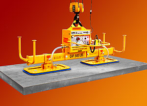 Heavy mill-duty vacuum lifter with VP1834 pads lifting steel plate