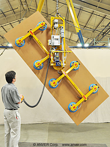 ANVER ET100M8-110-4/44PROT eight pad electric powered vacuum lifter with powered tilting and rotation