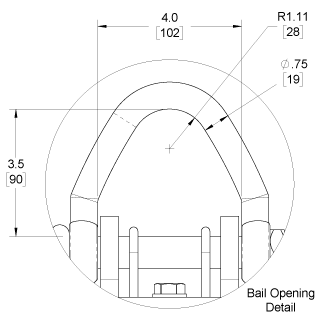 Lifting bail dimensions