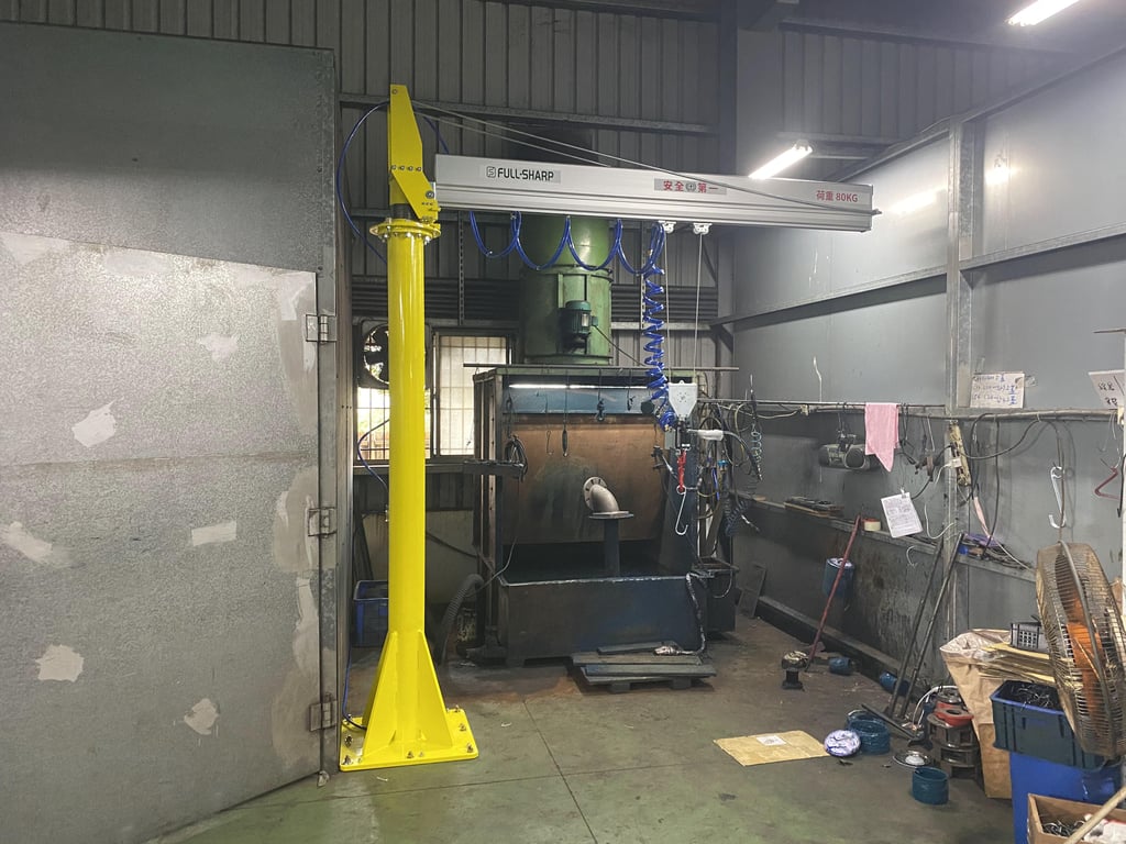 Beam-Mounted Pneumatic Jib Crane with Force-Sensing Handle