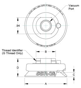 Bản vẽ kích thước mặt hút VP26SSR-NBR
