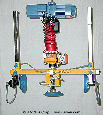 VM series hoist integrated lifter with side gripping pads retracted