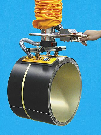 Ống hút chân không ANVER Mini VT nâng cuộn thép bằng bộ gá nhiều mặt hút